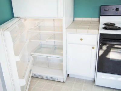 empty refrigerator with door open